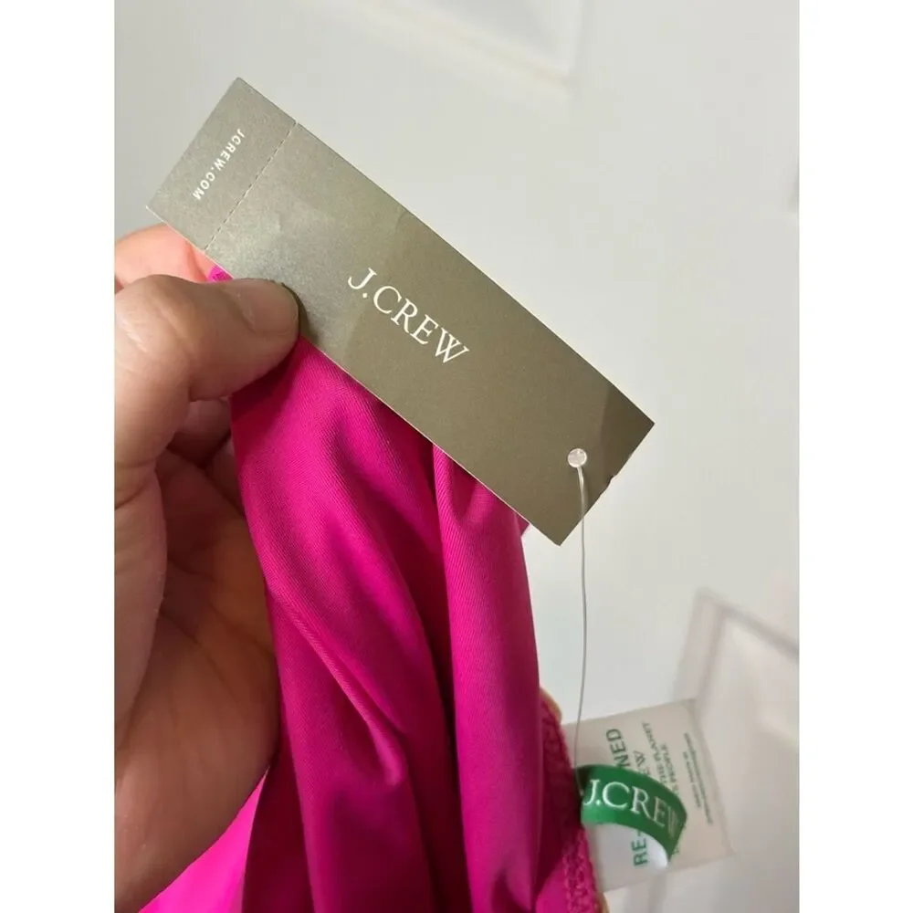 NWT J. Crew Pink Bow Tie One Shoulder One Piece Swimsuit Sz 20 Coastal Beach